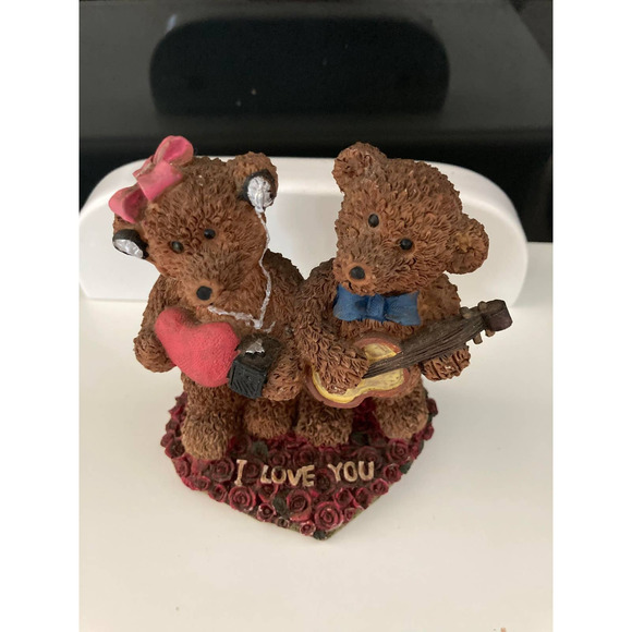 Decorative Fancy Bear Couple Resin Figurine - Picture 1 of 7